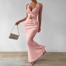 Tuularose White Long Skirt Two Piece Summer Sexy Twist Lace-up Vest Top Tight Long Skirt Set Elegant 2025 Female Long Dress Sets