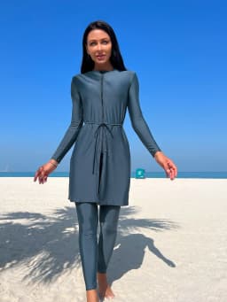 New Muslim Swimwear Burkini 3pcs set solid color swimsuit for Muslim Women long sleeve suits diving suit and surf wear in summer