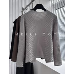 Miyake Pleated Jacket Female New 2025 Fall Round Neck Long-sleeved Blouse Loose Versatile Casual Thin Diamond Plaid Cardigan