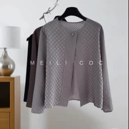 Miyake Pleated Jacket Female New 2025 Fall Round Neck Long-sleeved Blouse Loose Versatile Casual Thin Diamond Plaid Cardigan