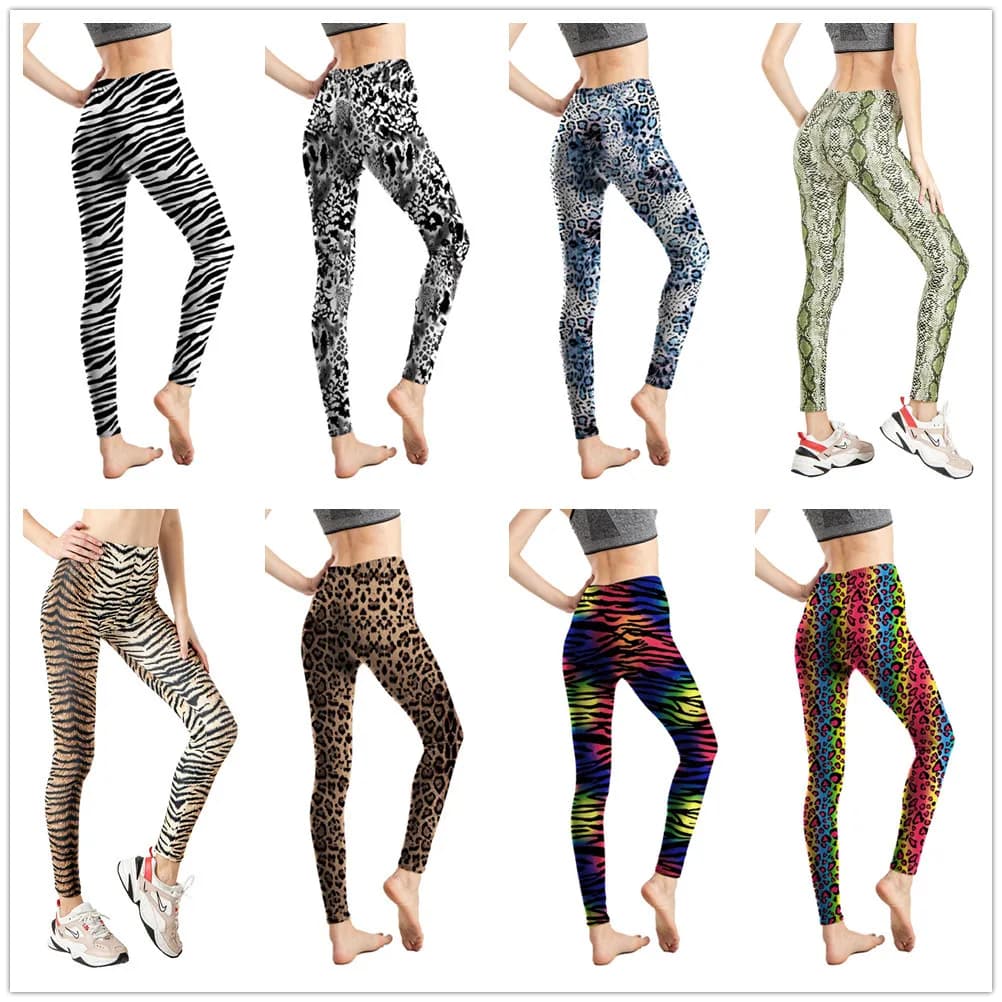 Women's Leggings Zebra Print Tights Polyester Spandex Blended Elastic Waist Fleece Autumn and Winter Clothing