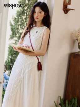 MISHOW Asymmetric Lace Fishtail Dress 2026 Summer Flower Embroidery Sleeveless Elegant Dress Round Neck Long Dresses MXE35L2301