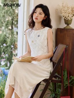 MISHOW Asymmetric Lace Fishtail Dress 2026 Summer Flower Embroidery Sleeveless Elegant Dress Round Neck Long Dresses MXE35L2301