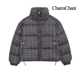 CharmChant Stand-Collar Plaid Puffer Jacket for Women Winter 2025 Padding Coat Female New in Coats Warm Check Outerwears Parkas