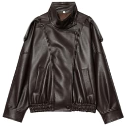 HXAO New Arrival Women's Bomber Jacket Leather Black Jackets Cropped Oversize Outerwears Zip-Up Long Sleeve Coats Outdoor Jacket