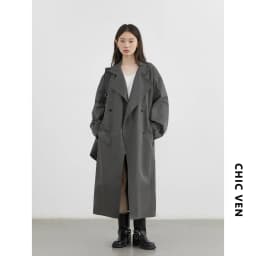 CHIC VEN Fashion Women Long Trench Coat Solid Belt Loose Casual Windbreaker Double-breasted Female Overcoat Spring Autumn 2025
