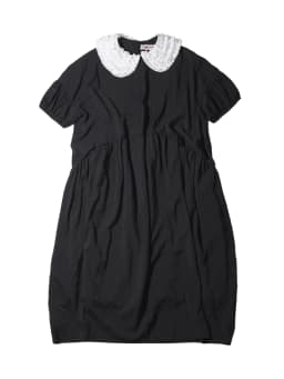imakokoni original summer black age reducing dress, women's artistic slightly wrinkled texture, doll neck casual dress 265581