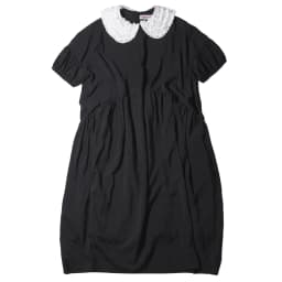 imakokoni original summer black age reducing dress, women's artistic slightly wrinkled texture, doll neck casual dress 265581