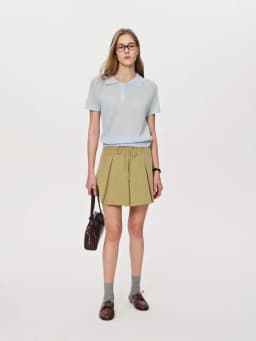 DUSHU Women 【Elegant Summer Elegance】 POLO Collar Knit 2026 Summer New Arrival Chic Casual Style Short Sleeve Top Loose T-shirt