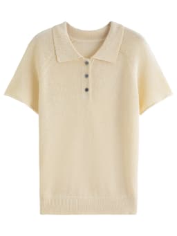 DUSHU Women 【Elegant Summer Elegance】 POLO Collar Knit 2026 Summer New Arrival Chic Casual Style Short Sleeve Top Loose T-shirt