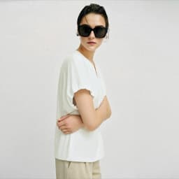 Amii V-Neck Women's T-Shirt 2026 Summer New Adjustable Cuff Stretch Tee Loose Casual Dolman Short Sleeve Top For Women 12622182