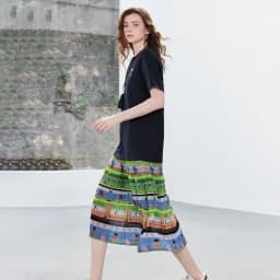 TOYOUTH Women Gong Zhang Zhang Collaboration Dress 2026 Summer New Quirky Vacation Artistic Patchwork T-Shirt Dress