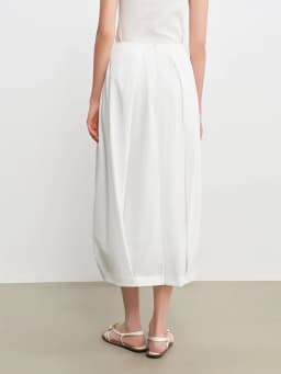 ZIQIAO 2026 Spring Women's White Sculptural Bud Skirt - Mid-Length A-Line Floral-Inspired Design for Casual and Date Wear