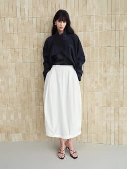 ZIQIAO 2026 Spring Women's White Sculptural Bud Skirt - Mid-Length A-Line Floral-Inspired Design for Casual and Date Wear