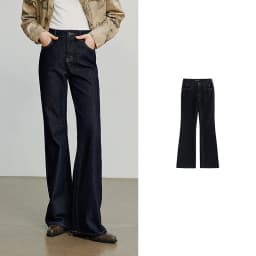 TOYOUTH Women Jeans 2025 Autumn NewAsymmetric Slim-Fit Slimming Stretch Bootcut Pants