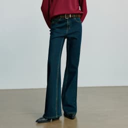 TOYOUTH Women Jeans 2025 Autumn NewAsymmetric Slim-Fit Slimming Stretch Bootcut Pants