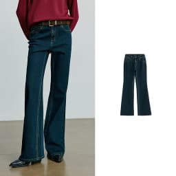 TOYOUTH Women Jeans 2025 Autumn NewAsymmetric Slim-Fit Slimming Stretch Bootcut Pants