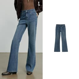 TOYOUTH Women Jeans 2025 Autumn NewAsymmetric Slim-Fit Slimming Stretch Bootcut Pants