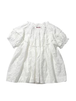imakokoni original summer white bubble shirt for women's artistic three-dimensional texture pleated round neck shirt 265533