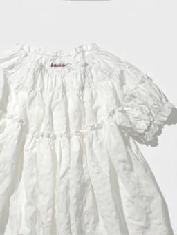imakokoni original summer white bubble shirt for women's artistic three-dimensional texture pleated round neck shirt 265533