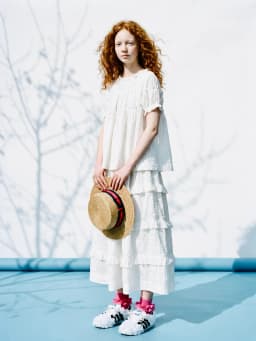imakokoni original summer white bubble shirt for women's artistic three-dimensional texture pleated round neck shirt 265533