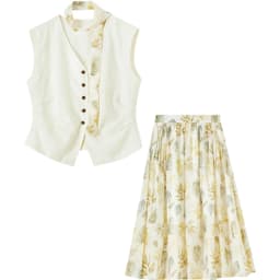 SENTUBILA Elegant Skirt Holiday Set Woman 2 Pieces V-neck Waistcoat Printing Midi Pockets Skirts Ladies Two Piece Sets W52ZA2256