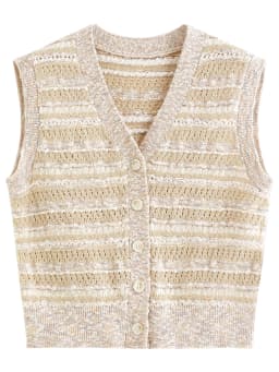 FSLE【Premium Series】2026 Summer Women's V-Neck Sleeveless Knit Tank Top Slim Fit Vest Healing Commute Modern Minimalist Style
