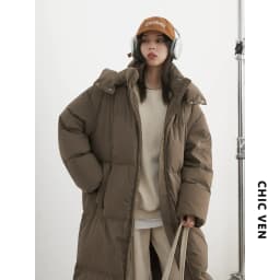 CHIC VEN Fashion Women Down Coats Hooded Thick Loose Solid Female 90 White Duck Down Jacket Ladies Topcoat Autumn Winter 2025