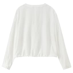 SENTUBILA Women's Lyocell White Shirt 2026 Spring Summer Round Neck Long Sleeve Drawstring Sheer Casual Top 161WB5014