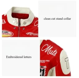 Embroidered PU Leather Racing Jacket Women Luxury Spliced Short Biker Jacket Motorcycle Outerwears Spring Autumn Women Clothes