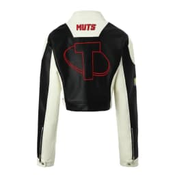 Embroidered PU Leather Racing Jacket Women Luxury Spliced Short Biker Jacket Motorcycle Outerwears Spring Autumn Women Clothes