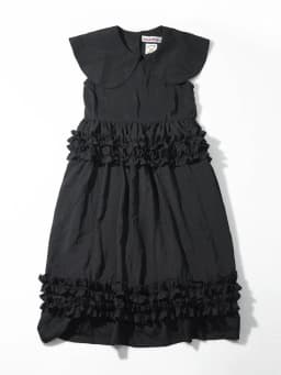 Black temperament dress, women's imakokoni original, summer casual art texture, doll neck sleeveless mid length skirt 265573