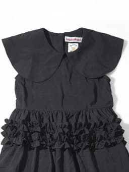 Black temperament dress, women's imakokoni original, summer casual art texture, doll neck sleeveless mid length skirt 265573