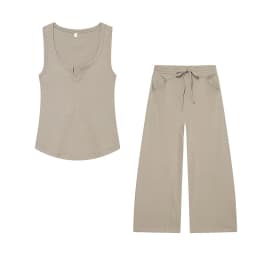 TFMLN Casual Sleeveless Top Pants Women Set Slim Solid Tee Lace Up Straight Pant Female 2026 Summer Lady Vintage Trouser Suit