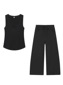 TFMLN Casual Sleeveless Top Pants Women Set Slim Solid Tee Lace Up Straight Pant Female 2026 Summer Lady Vintage Trouser Suit