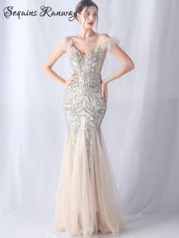 Sexy Elegant Long Wedding Evening Dresses for Women 2026 Mesh Birthday Party Dresses Woman Pink Maxi Sequin Summer Dress Vestido