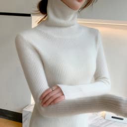 100% Cashmere Sweater Women's Knitted Pullover Sweater High Neck Solid Color Slim Fit Soft Cashmere Basic Women's Sweater