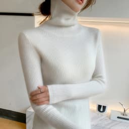100% Cashmere Sweater Women's Knitted Pullover Sweater High Neck Solid Color Slim Fit Soft Cashmere Basic Women's Sweater