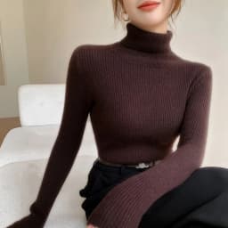 100% Cashmere Sweater Women's Knitted Pullover Sweater High Neck Solid Color Slim Fit Soft Cashmere Basic Women's Sweater