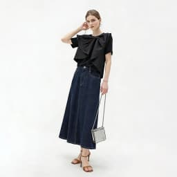 Amii Women's Cotton T-Shirt 2026 Summer New Round Neck Bow Detail Short Sleeve Tee Loose Versatile Casual Top for Women 12652061