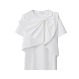 Amii Women's Cotton T-Shirt 2026 Summer New Round Neck Bow Detail Short Sleeve Tee Loose Versatile Casual Top for Women 12652061