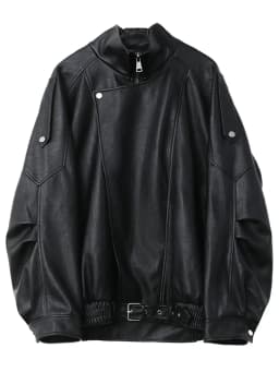 CHIC VEN Woman PU Jacket Solid Loose New Retro Standing Collar Motorcycle Faux Leather Coat Female Top Spring Autumn 2026