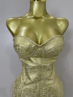 Sexy Strapless Gold Black Foil Color Bodycon Bandage Dress 2025New Women Fashion Celebrate Evening Party Luxury Birthday Dresses