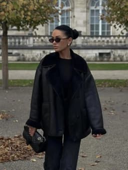 HH Female Autumn Vintage Faux Leather Fleece Jackets Long Sleeves Lapel Single Breasted Pockets Coats Winter Casual Outerwear