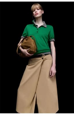 XIMIAN APPAREL 2026 YAZHIMEI cos spring new style of Ladies' casual fashionable and slim-fitting grey wool blend POLO shirt