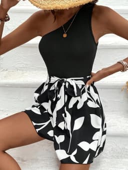 Sexy off shoulder sleeveless women's lace up jumpsuit, elegant women's jumpsuit shorts set, summer women's clothing