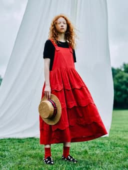 Vest casual dress for women imakokoni original summer artistic loose and versatile wave edge texture A-line skirt 265548