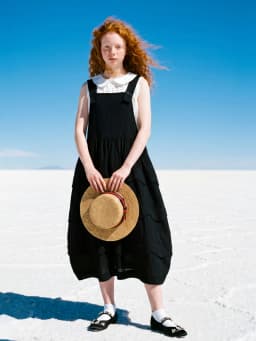 Vest casual dress for women imakokoni original summer artistic loose and versatile wave edge texture A-line skirt 265548