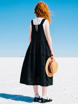 Vest casual dress for women imakokoni original summer artistic loose and versatile wave edge texture A-line skirt 265548