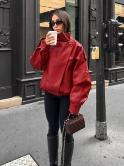 KONDALA Casual Chic Black Leather Jackets Women Long Sleeve Buttons Elastic Oversized Coats Fashion 2026 Spring Streetwear Coats